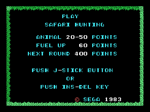 Safari Hunting Title Screen
